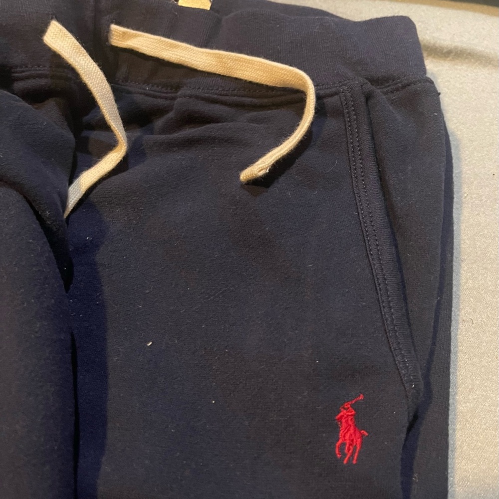 Ralph Lauren Kids Navy Joggers with Red Logo